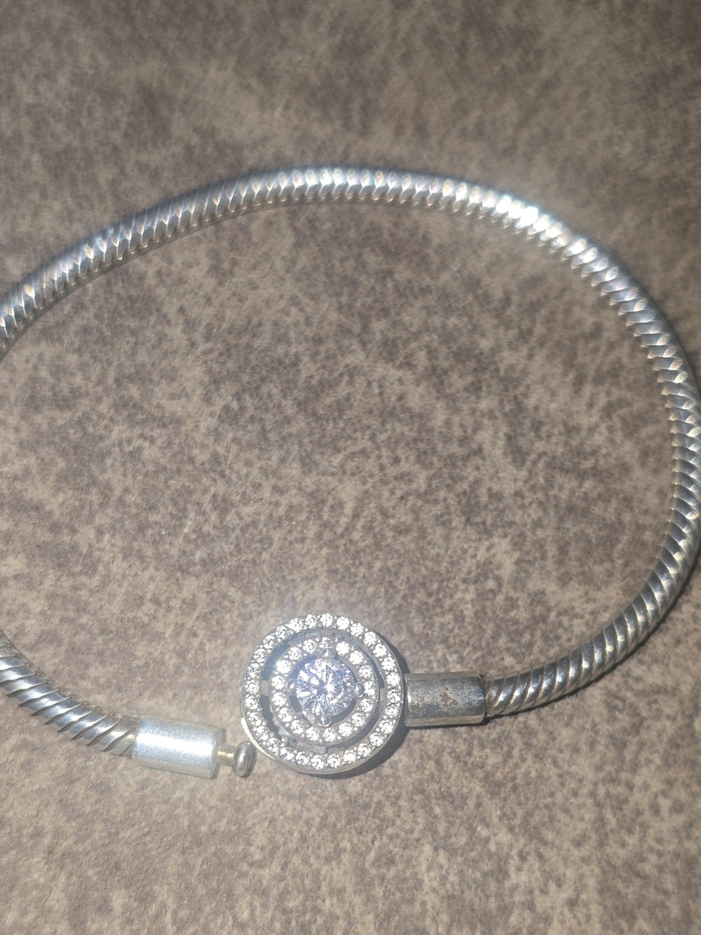 Authentic Pandora Moments Sparkling Halo Snake Chain Bracelet 6.7” / 17cm